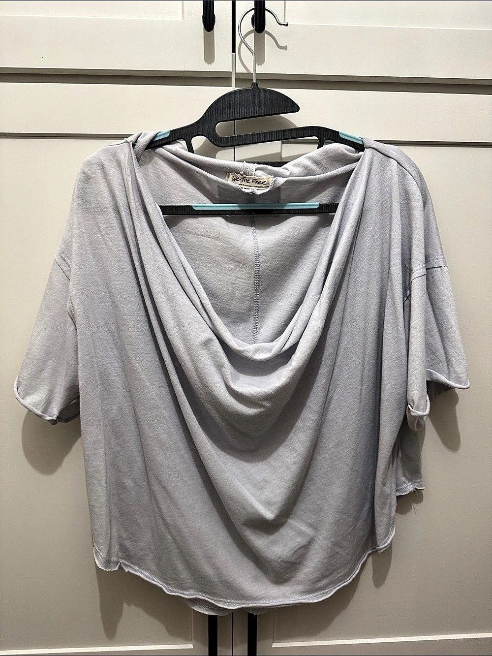 We The Free Tinsley Waterfall Cowl-Neck Top Gray Medium